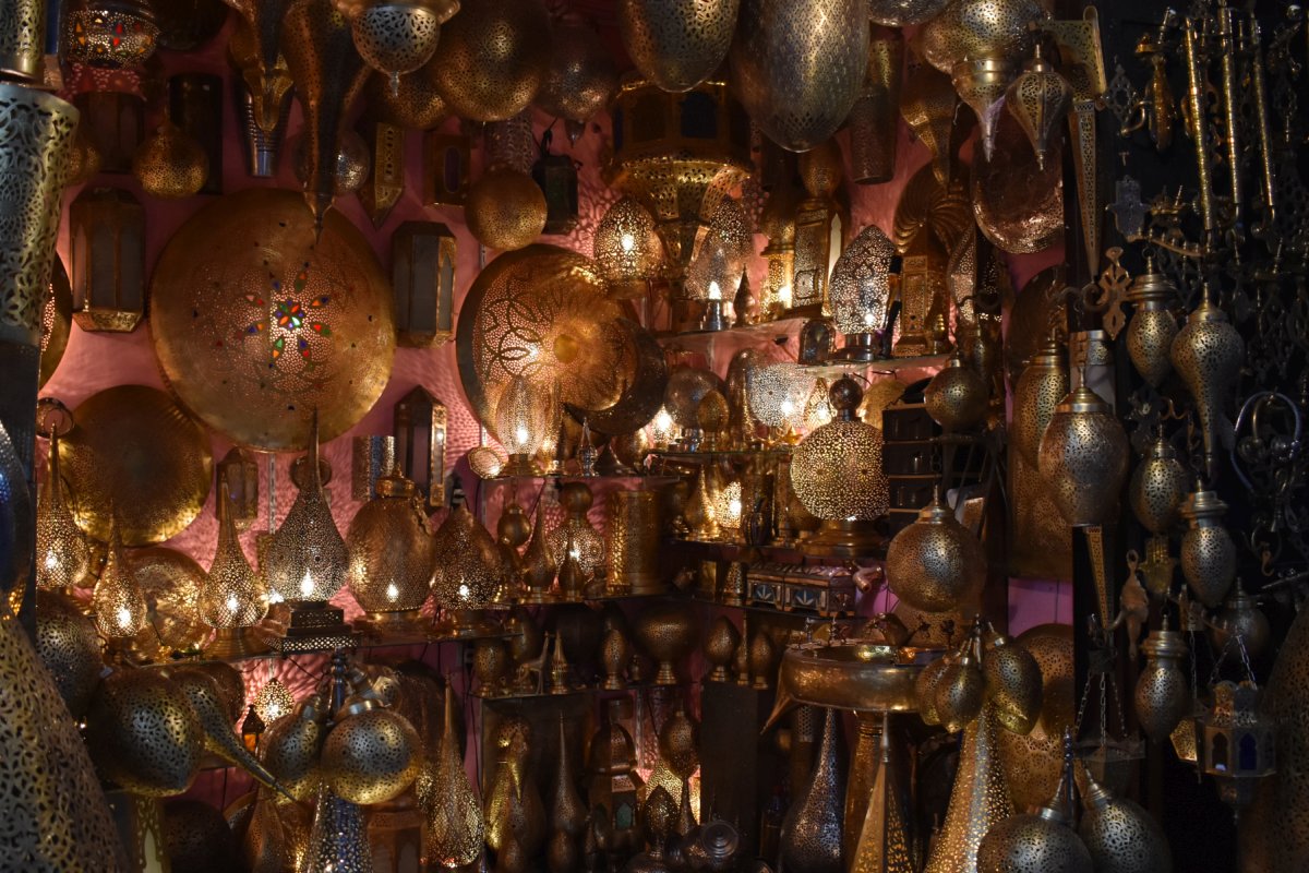 Metal filigree shop in Fes